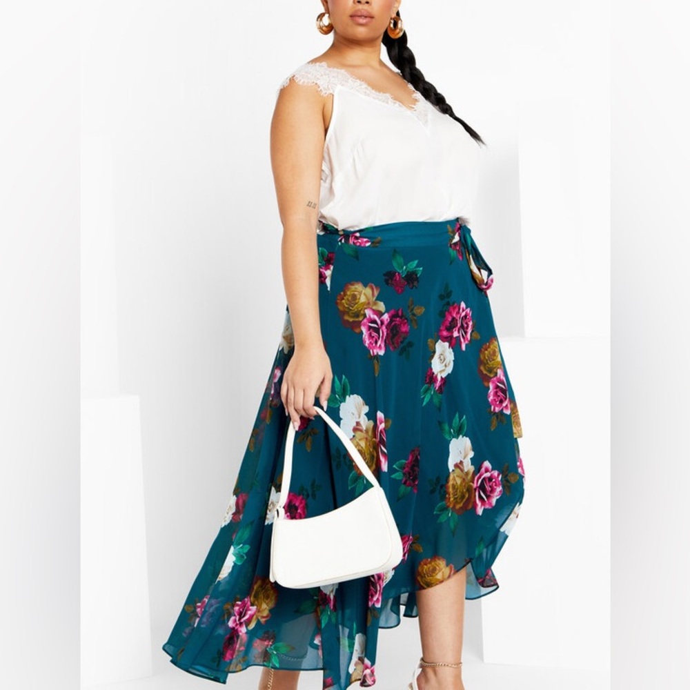 City chic Michaela print wrap skirt 16W new in package